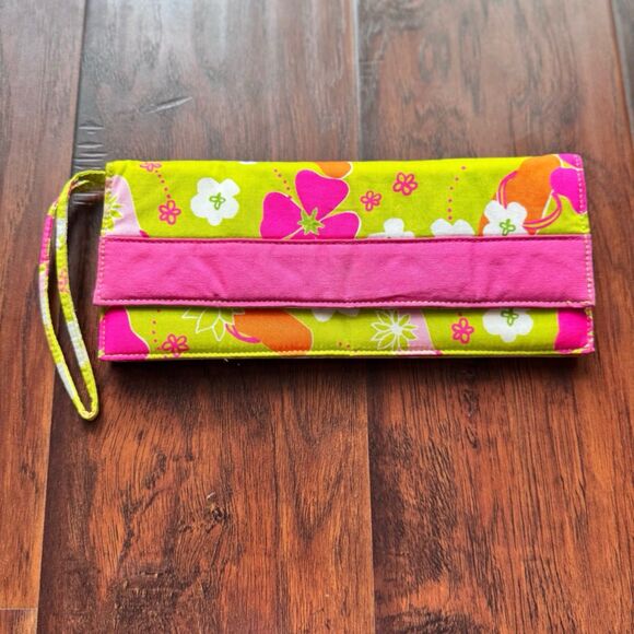 Lilly Pulitzer‎ Floral Clutch Wristlet Wallet Soft Cotton Bright Colorful Cute - Picture 2 of 15